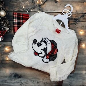 NWOT DISNEY TODDLER MINNIE MOUSE HOLIDAY SET COMFY SWEATER & W/PLAID PANTS•S/3T